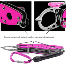 Load image into Gallery viewer, SANLIKE Aluminium Multifunctional Grabber Fishing Lip Grip Bait Holder Clip with Loss Prevention Cord Fishing Tools Accessories