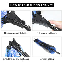 Load image into Gallery viewer, SANLIKE 1.8/2.5M Fishing Net Fiberglass Pole Folding Landing Handle Net Telescoping Rod for Easy Catch Release Carp