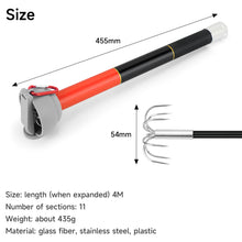 Load image into Gallery viewer, SANLIKE 3m 4m 5m 6m Telescopic Squid Rod Stainless Steel 7-Claw Hooks Portable Anti-slip Handle with Plastic cover Carabiner Fishing Tool