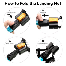 Load image into Gallery viewer, SANLIKE 1.8/2.1m Folding Fishing Landing Net Retractable Rubber Coated Nylon Handle Net for Carp Tackle Catch and Release