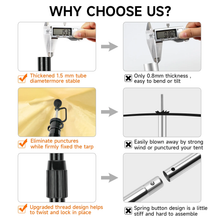 Load image into Gallery viewer, SANLIKE 2.15m 2 Pcs Retractable Stainless Steel Pole Head with Silicone Head Cover Retractable Fibreglass Pole Camping Tools