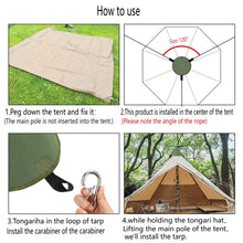 Load image into Gallery viewer, SANLIKE Yurt top hat waterproof tent top 4 tent rope stainless steel self-locking climbing buckle outdoor tent accessories