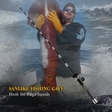 Load image into Gallery viewer, SANLIKE Portable Stainless Steel Squid Gaff Five Hooks 5M Carbon Fiber Telescopic Pole Extendable Rod Squid Hook