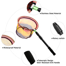 Load image into Gallery viewer, SANLIKE Fishing Net Folding Landing Net with Extra Long Telescoping Pole Handle Foldable Catch Fish Tool for Kids and Adults