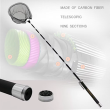 Load image into Gallery viewer, SANLIKE 3m Telescopic Fishing Net Portable Carbon Long Handle Pole 9 Section Landing Nets Rod Fishing Tool Accessories