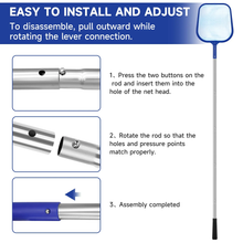 Load image into Gallery viewer, SANLIKE 158 cm skimmer basket with extendable stainless steel pole, fine mesh rake net for cleaning leaf debris in the pool spa