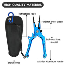 Load image into Gallery viewer, SANLIKE Aluminium Fishing Pliers Rustproof Multifunctional Fishing Line Scissors with Safety Lock and Storage Bag Easy to Carry