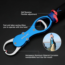 Load image into Gallery viewer, SANLIKE Aluminium alloy fish lip clip with scale weigher 360° swivel fishing hook catching pliers Multi-function with tackle bag
