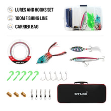 Load image into Gallery viewer, SANLIKE Fishing Rod and Reel Combo Carbon Fiber Fishing Poles Reel Set with Fishing Lures Line Kit Fishing Tool Accessories