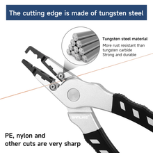 Load image into Gallery viewer, Gold/Silver Tungsten Fishing Pliers - Aluminum Alloy Body with Carbide Cutters, Non-Slip Grip, Includes Safety Lanyard & Case