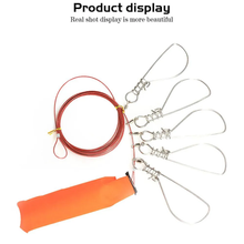 Load image into Gallery viewer, SANLIKE 5m Fish Buckle Lock Wire Rope Steel Large Live Fish Buckle Set Stringer Controller Buoyancy for Fishing Accessories Tool