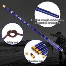Load image into Gallery viewer, SANLIKE 1.8-4.5m Fishing Rods Short Section Telescopic Carbon Ultralight Fishing Rods Blue Hard Fishing Stream Rods