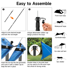 Load image into Gallery viewer, SANLIKE 2.15m 2 Pcs Retractable Stainless Steel Pole Head with Silicone Head Cover Retractable Fibreglass Pole Camping Tools