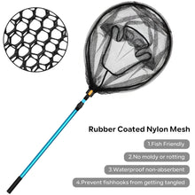 Load image into Gallery viewer, SANLIKE 1.8/2.1m Folding Fishing Landing Net Retractable Rubber Coated Nylon Handle Net for Carp Tackle Catch and Release