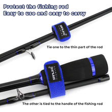 Load image into Gallery viewer, SANLIKE 10 Piece Blue Fishing Rod Ties Straps Sling Fasteners Elasticated Bandages Fishing Rods Outdoor Fishing Accessories