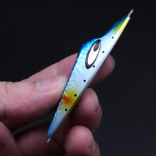 Load image into Gallery viewer, SANLIKE 7cm Metal Slow Fishing Lure Luminous Blue 40g Artificial Hard Lure Slow Sinking Tuna Fishing Lure Asymmetric Design