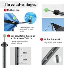 Load image into Gallery viewer, SANLIKE Aluminum Tent Pole 2pc/Set Adjustable Portable Telescoping Tarp Tent Pole Outdoor Awnings Support Tool