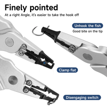 Load image into Gallery viewer, Gold/Silver Tungsten Fishing Pliers - Aluminum Alloy Body with Carbide Cutters, Non-Slip Grip, Includes Safety Lanyard & Case