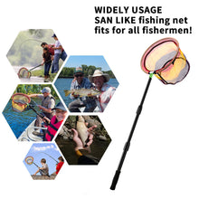 Load image into Gallery viewer, SANLIKE Fishing Net Folding Landing Net with Extra Long Telescoping Pole Handle Foldable Catch Fish Tool for Kids and Adults