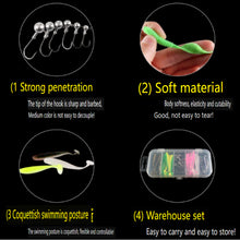Load image into Gallery viewer, Boxed Soft Bait Perch Warbler Fishing Bait Soft Worm Threaded Curly Tailed Maggot Imitation Bait Fake Bait Lead Head Hooks