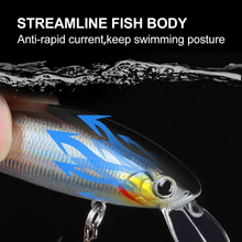 Load image into Gallery viewer, SANLIKE 10 Pcs 9cm Fishing Lure Minnow Imitation Fake Bait Crankbait with Feather Hooks Microwave Away Casting Floating Water
