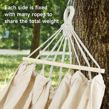 Load image into Gallery viewer, SANLIKE Portable Canvas Double Hammock 2 People Oversized Load Capacity 300kg Canvas Cotton Hammock for Porch, Garden, Backyard