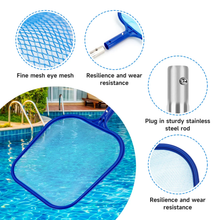 Load image into Gallery viewer, SANLIKE 158 cm skimmer basket with extendable stainless steel pole, fine mesh rake net for cleaning leaf debris in the pool spa