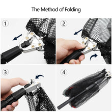 Load image into Gallery viewer, SANLIKE 129cm 2pcs Folding Net Collapsible Retractable Sturdy Rubber Coated Landing Handle Fishing Rod Fishing Tool Accessories