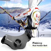Load image into Gallery viewer, SANLIKE Fishing Fighting Belt Rod Holder Aluminum Adjustable Alloy Fishing Pole Waist Belt Tackle Saltwater Tool for Big Fish