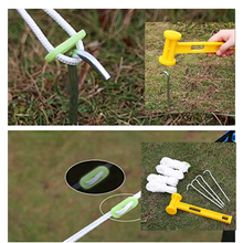 Load image into Gallery viewer, SANLIKE Ultralight stainless steel tent poles waterproof tarpaulin poles camping poles with tent pegs wind rope tent hammer