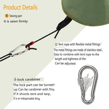 Load image into Gallery viewer, SANLIKE Yurt top hat waterproof tent top 4 tent rope stainless steel self-locking climbing buckle outdoor tent accessories