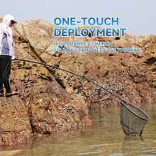 Load image into Gallery viewer, 2.4m-3.9m Telescopic Fishing Net Pole - Lightweight Fiberglass Handle, Extendable Landing Net with Shoulder Strap for Surf & Offshore Fishing
