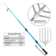 Load image into Gallery viewer, SANLIKE 140cm Stainless Steel Telescopic Fishing Hook Five Claw Hook Saltwater Ice Tools Aluminium Alloy Pole Soft EVA Handle