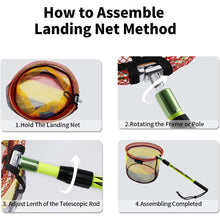 Load image into Gallery viewer, SANLIKE Fishing Net Fish Landing Net Collapsible Fish Net with Anti-Slip Telescoping Rubber Pole Handle for Kids Adults