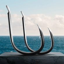 Load image into Gallery viewer, SANLIKE 30pcs 9#-13# Fish Hooks with Barbs Carbon Steel Forged Crooked Mouth Hook Sea Fishing Gaff Tool Accessories