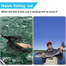 Load image into Gallery viewer, SANLIKE 1.1m White/Grey Camouflage Folding Fishing Net Fibreglass Telescopic Pole Collapsible Net Carp Catching Fishing Tools