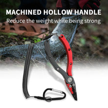 Load image into Gallery viewer, SANLIKE Fishing Pliers Aluminium Alloy Multifunctional Hooks Remover Fishing Line Scissors with Safety Lock and Storage Bag