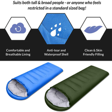 Load image into Gallery viewer, SANLIKE Ultralight Sleeping Bag Hooded Thick Cotton Sleeping Bag with Compression Pouch for Outdoor Camping and Hiking