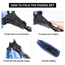 Load image into Gallery viewer, SANLIKE 1.1M Fishing Net Glass Fibre Rod Telescopic Pole Foldable Handle Landing Net Coated Mesh Fishing Tackle Accessories