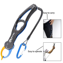 Load image into Gallery viewer, SANLIKE Fishing Lip Grip Aluminum Fishing Pliers Handle with Lost Cord Easy to Carry Fisherman Control Tackle Tools