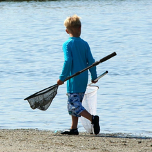 Load image into Gallery viewer, SANLIKE 110cm Fishing Nets Glass Fiber Triangular Handle Telescopic Foldable Pole Landing Handle Mesh Fishing Tool Accessories