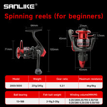 Load image into Gallery viewer, SANLIKE Fishing Reel Brake Power 4+1BB Metal Fishing Reel Spinner 5.2:1 High Speed Metal Spool Spinner Saltwater Reel Carp Reel