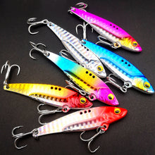 Load image into Gallery viewer, SANLIKE 10g 5.8cm Metal Jig Lead Bait with 2 Hooks, Sharp and Strong Triple Hooks Full Swimming False Bait Tackle