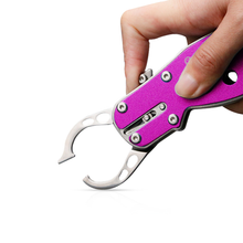 Load image into Gallery viewer, SANLIKE Aluminium Multifunctional Grabber Fishing Lip Grip Bait Holder Clip with Loss Prevention Cord Fishing Tools Accessories