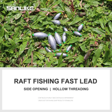 Load image into Gallery viewer, SANLIKE 10pcs Open-Hearted Fast Hanging Lead Raft Fishing Boat Fishing Rock Fishing Olive-Type Free-Stranding Pendant