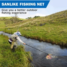Load image into Gallery viewer, SANLIKE Folding Landing Net with Extra Long Telescopic Pole Handle Foldable rubber-coated net for easy catch and release