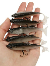 Load image into Gallery viewer, SANLIKE 5pcs Lead Fishing Lure 8cm Soft Bait Wobbler Artificial Lure Sea Bass Carp Fishing Erbium Streamlined Design