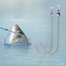 Load image into Gallery viewer, SANLIKE M6/M8 Fishing Gaff Stainless Steel Fishing Spear Hook with Protection Cover for Saltwater Freshwater Fishing Accessories