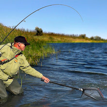 Load image into Gallery viewer, SANLIKE Fishing Net Fish Landing Net Collapsible Fish Net with Anti-Slip Telescoping Rubber Pole Handle for Kids Adults in Saltwater Freshwater Multi-Size Extending to 51inch