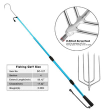 Load image into Gallery viewer, SANLIKE Telescopic Fish Gaff with Stainless Sea Fishing Spear Hook Tackle Soft Handle Aluminium Alloy Pole for Saltwater Tool